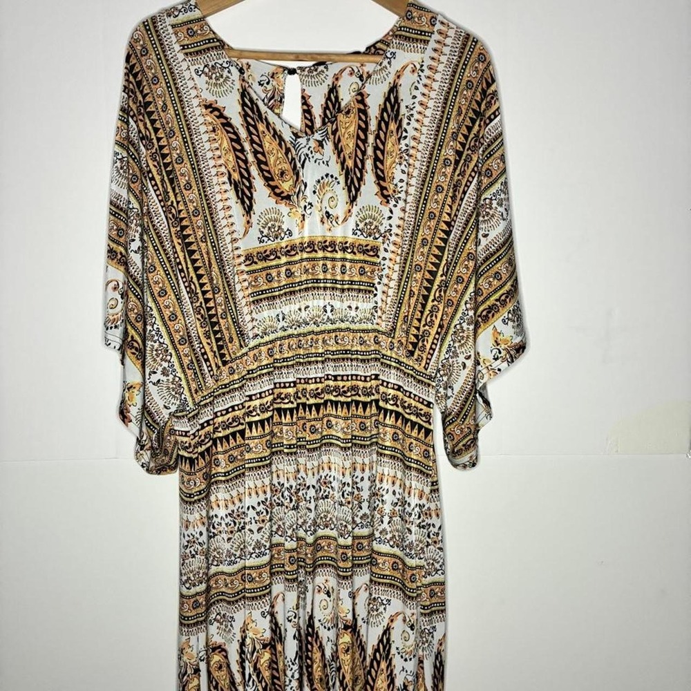 Mille Gabrielle Brown & Cream Boho Maxi Dress